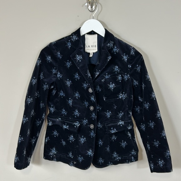 Rebecca Taylor La Vie Celeste Floral Velvet Jacket AND Pant Set XS Pant Sz 25 - Picture 11 of 16